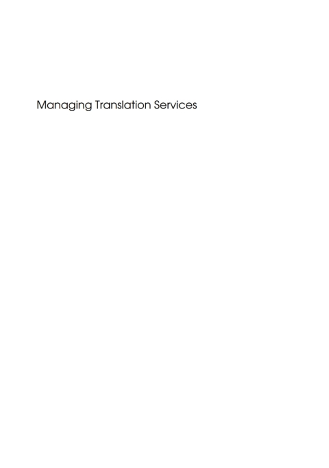 Managing Translation Services 