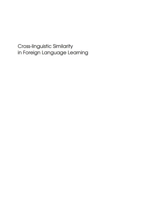 Cover image for book Cross-linguistic Similarity in Foreign Language Learning
