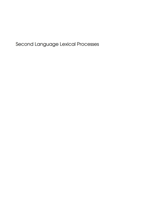 Cover image for book Second Language Lexical Processes