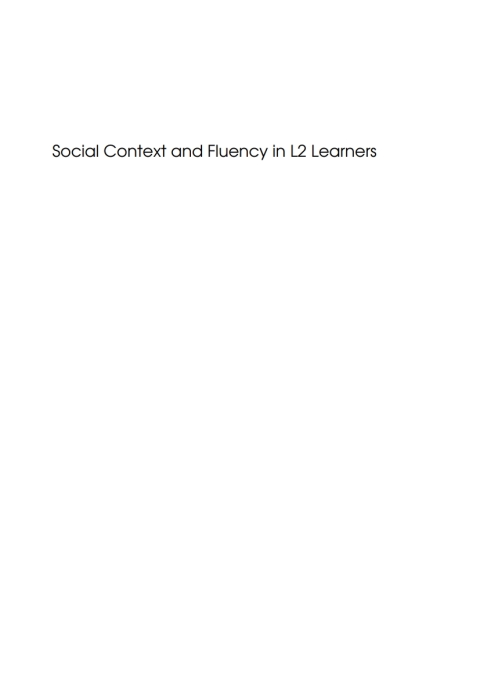 Cover image for book Social Context and Fluency in L2 Learners