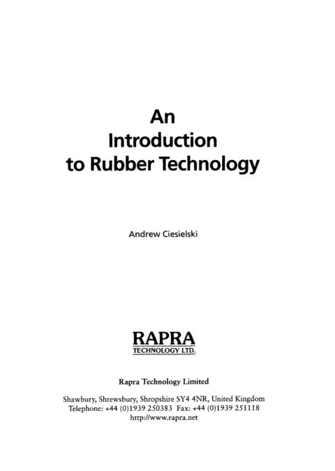 Cover image for book An Introduction to Rubber Technology