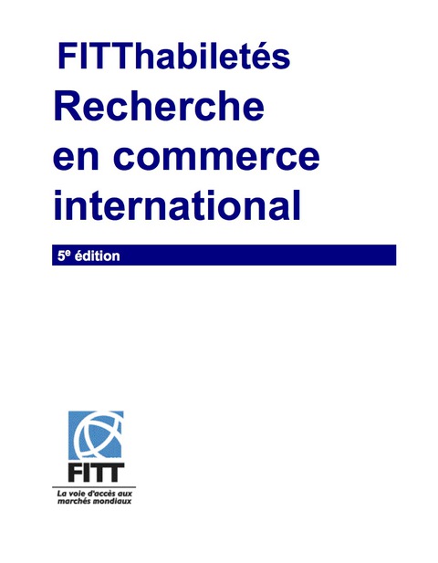 Cover image for book FITThabiletes:  Recherche en commerce international