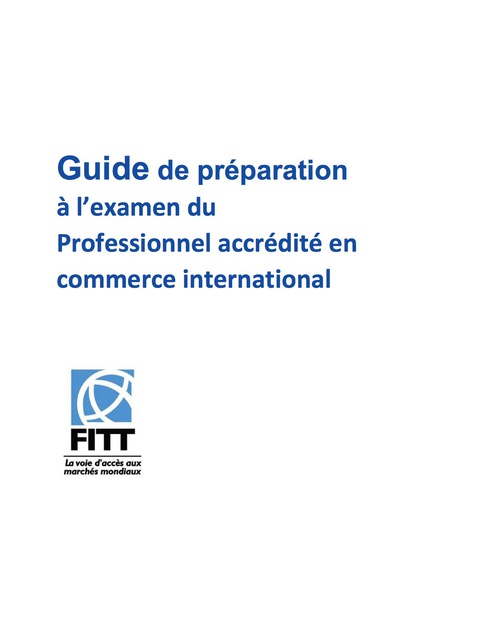 Cover image for book Guide de preparation a l'examen du Professionnel accredite en commerce international