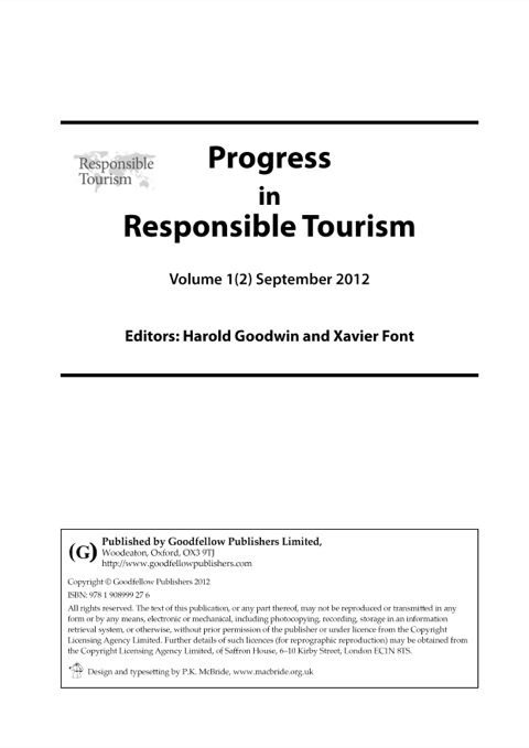 Cover image for book Progress in Responsible Tourism