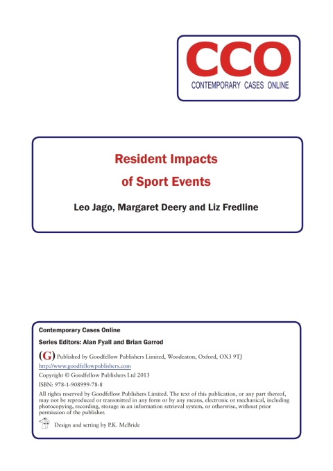 Cover image for book Resident Impacts of Sport Events