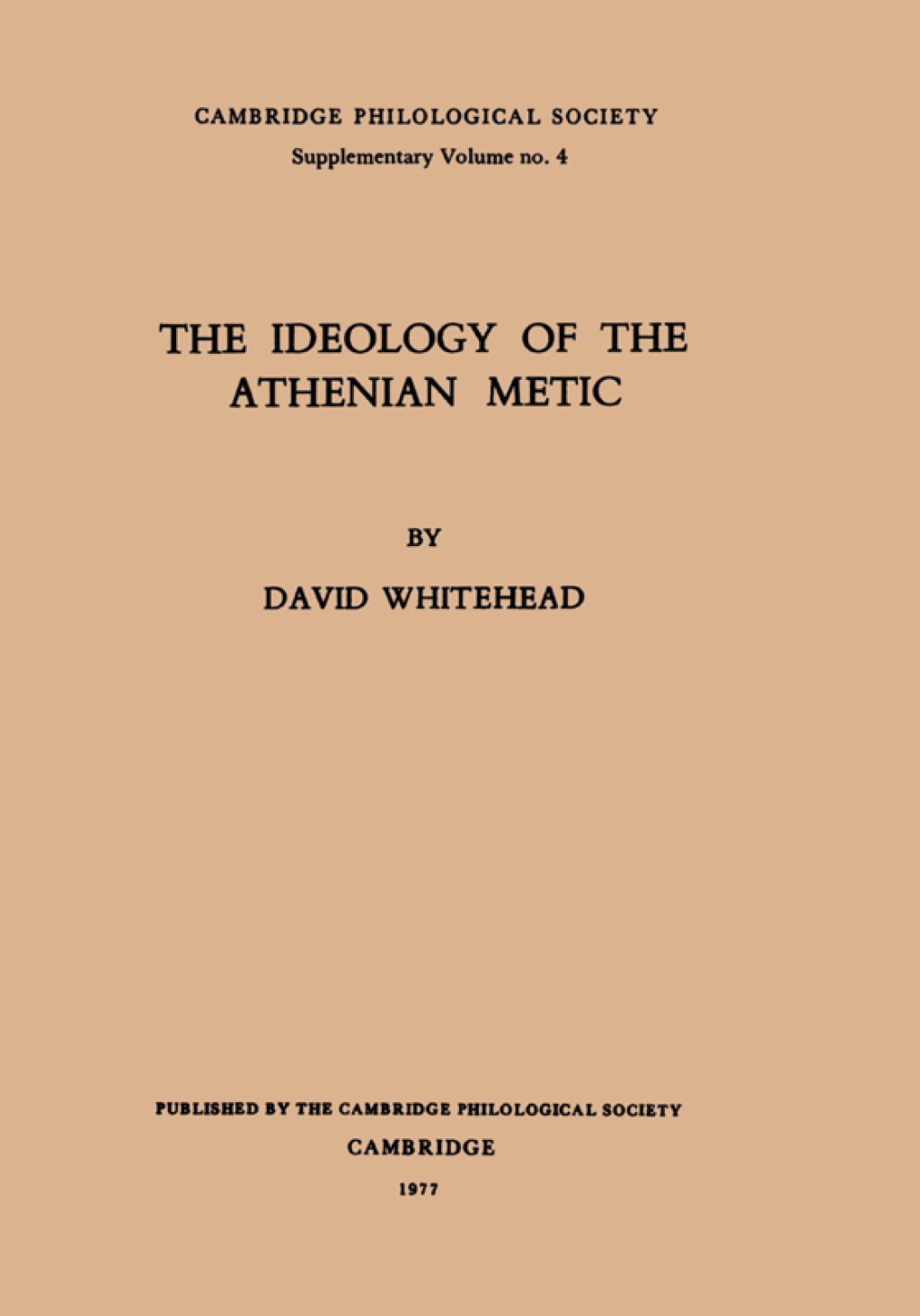 The Ideology of the Athenian Metic (eBook) - David Whitehead,