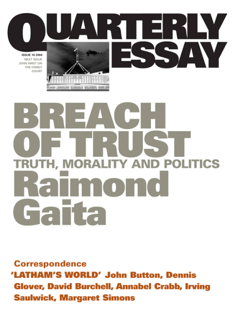Cover image for book Quarterly Essay 16 Breach of Trust