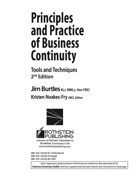 Cover image for book Principles and Practice of Business Continuity