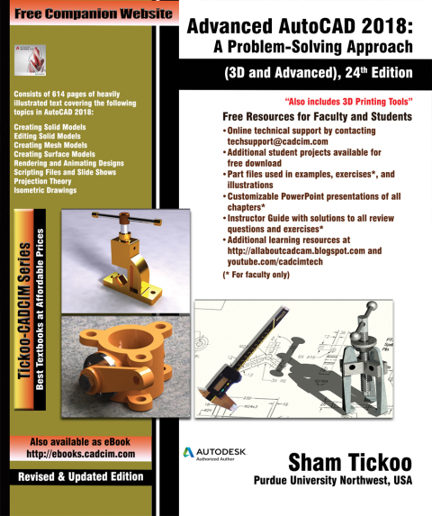 Cover image for book Advanced AutoCAD 2018: A Problem Solving Approach, 3D and Advanced, 24th Edition