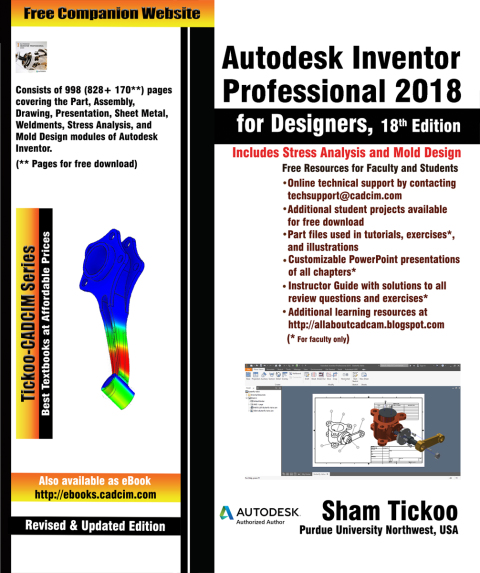 Cover image for book Autodesk Inventor Professional&nbsp;2018 for Designers, 18th Edition