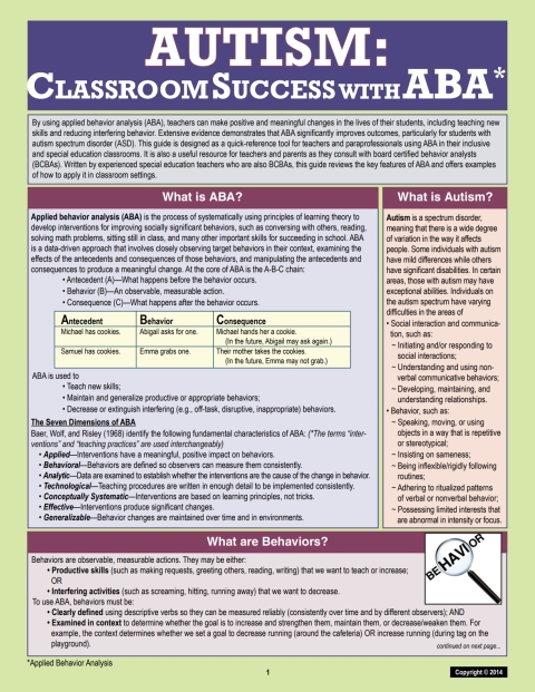 Cover image for book Autism: Classroom Success with Applied Behavior Analysis (ABA)