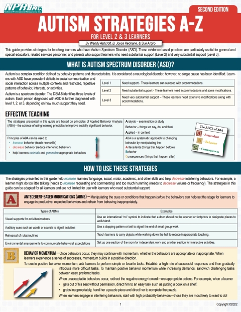 Cover image for book Autism Strategies A Z for Level 2 & 3 Learners