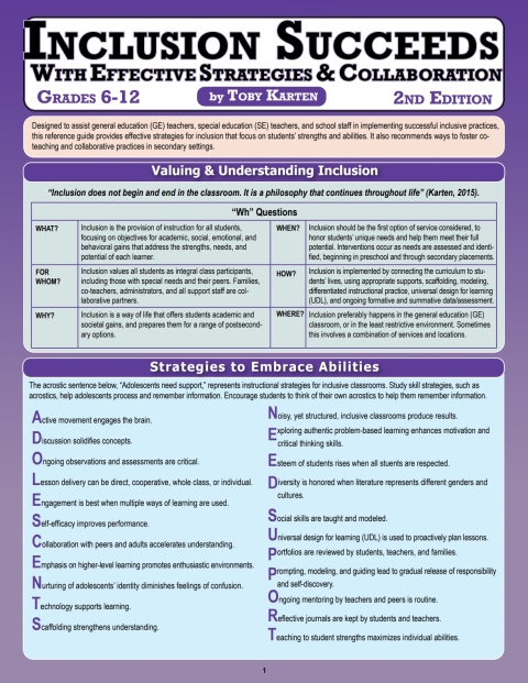 Cover image for book Inclusion Succeeds With Effective Strategies & Collaboration, Grades 6 12