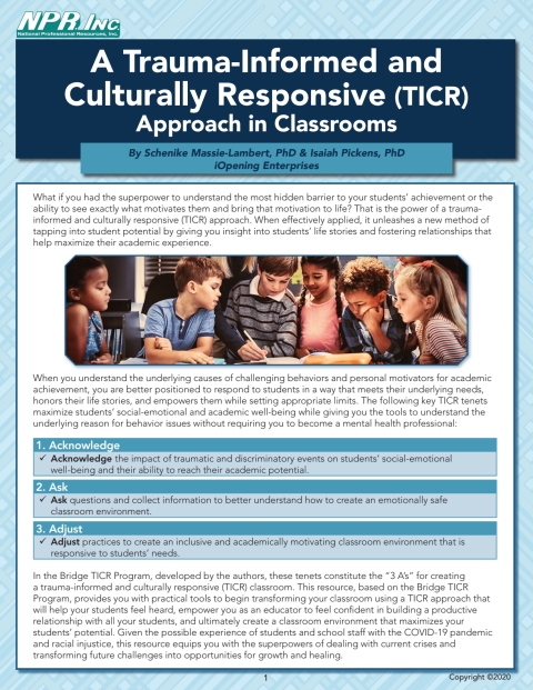 Cover image for book A Trauma-Informed and Culturally Responsive (TICR) Approach in Classrooms