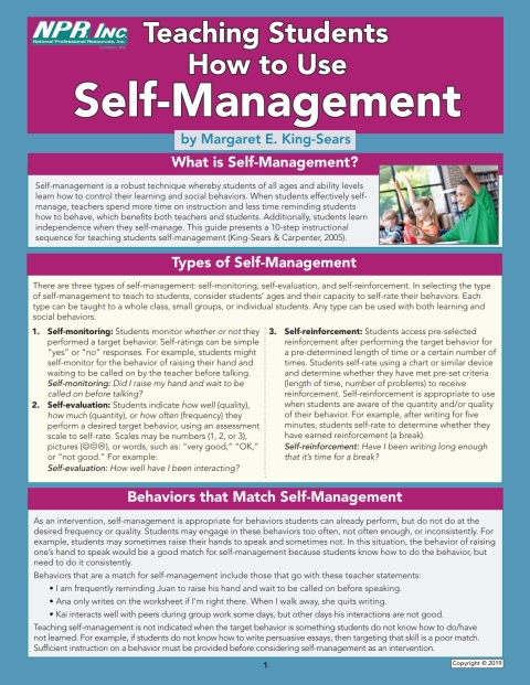 Cover image for book Teaching Students How to Use Self-Management