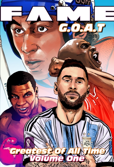 Cover image for book FAME: G.O.A.T: Michael Jordan, Lionel Messi, Wayne Gretzky &  Mike Tyson