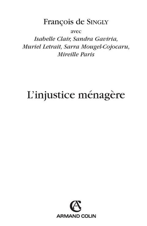 Cover image for book L'injustice ménagère