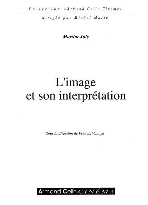 Cover image for book L'image et son interprétation