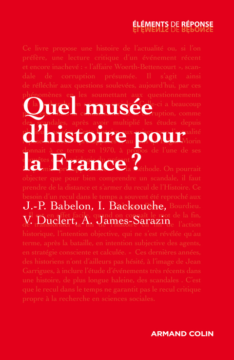 Cover image for book Quel musée d'histoire pour la France ?