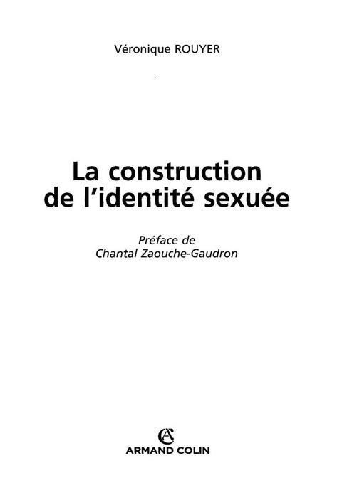 Cover image for book La construction de l'identité sexuée