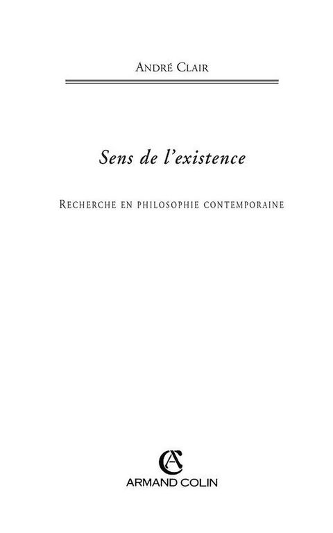 Cover image for book Sens de l'existence