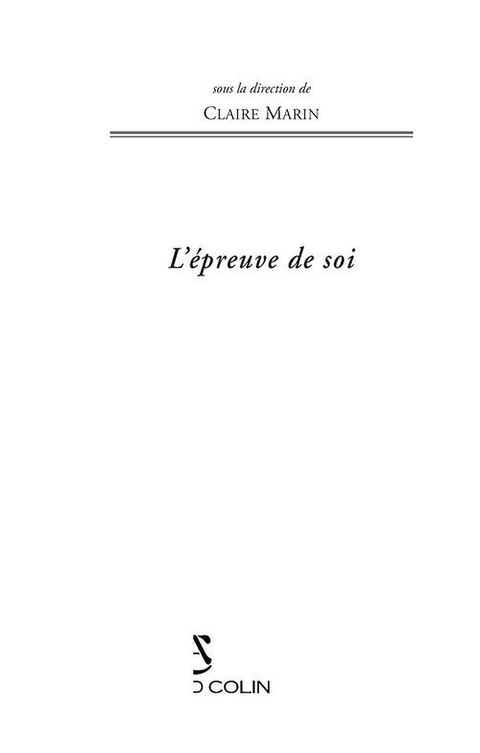 Cover image for book L'épreuve de soi