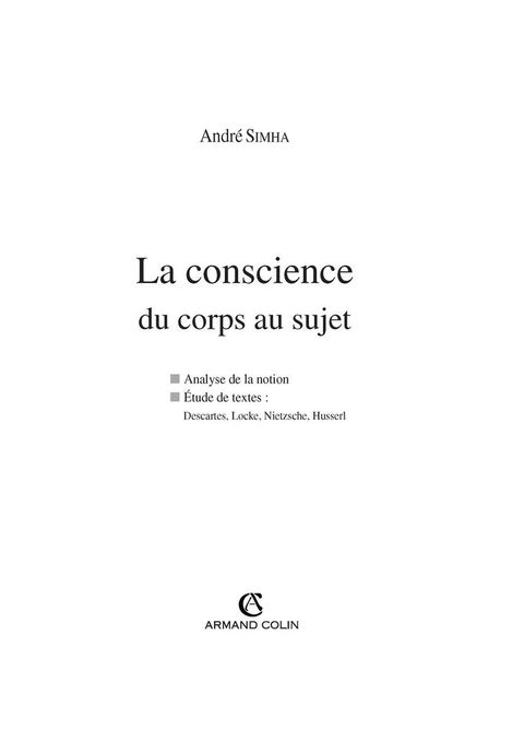 Cover image for book La conscience du corps au sujet