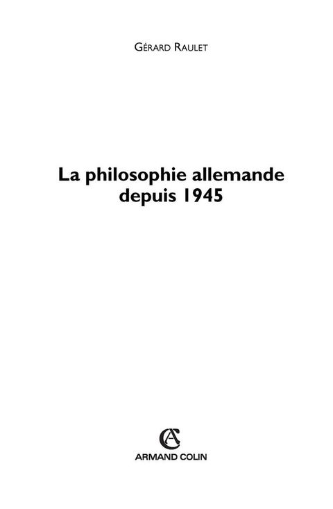 Cover image for book La philosophie allemande depuis 1945
