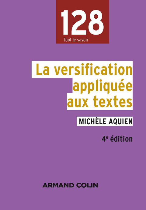 Cover image for book La versification appliquée aux textes - 4e édition