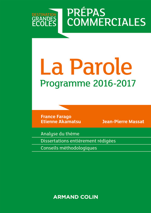 Cover image for book La Parole - Prépas commerciales - Programme 2016-2017