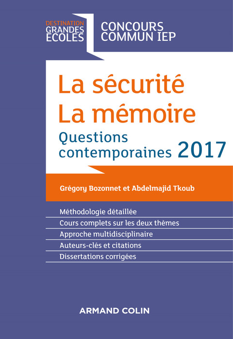 Cover image for book La sécurité. La mémoire. Question contemporaine 2017