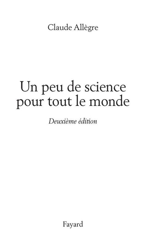 Cover image for book Un peu de science pour tout le monde