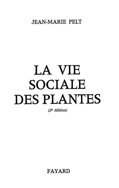Cover image for book La Vie sociale des plantes