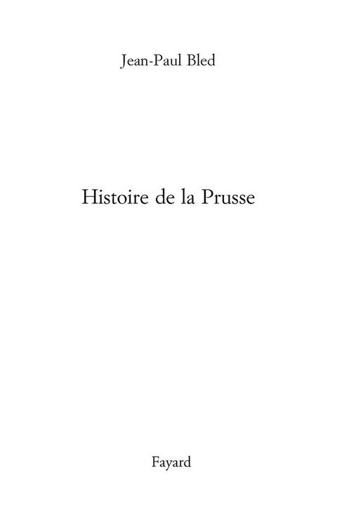 Cover image for book Histoire de la Prusse