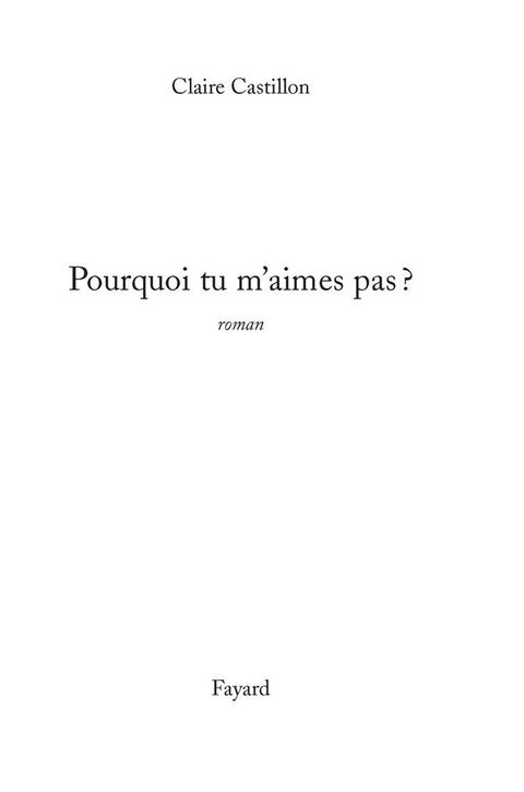 Cover image for book Pourquoi tu m'aimes pas ?