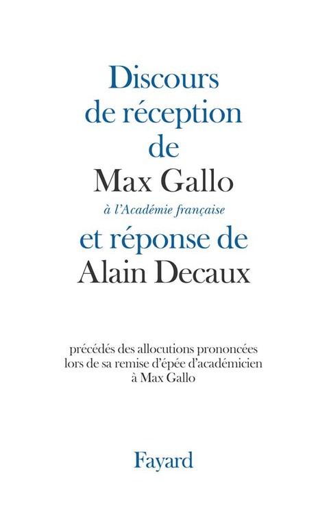 Cover image for book Discours de réception à l'Académie française