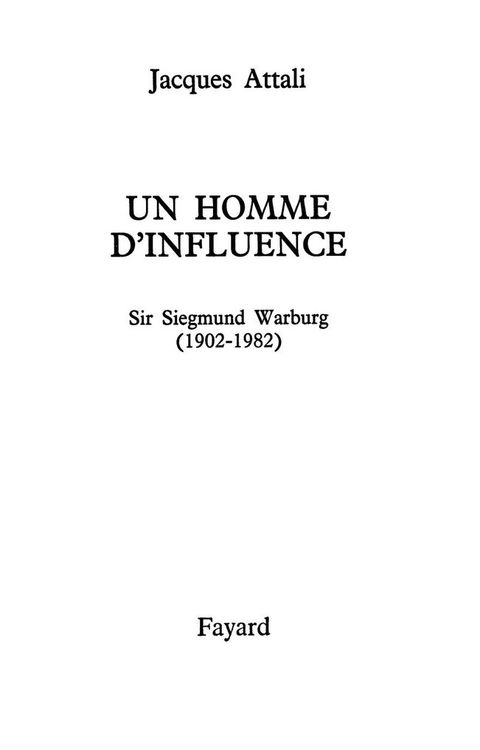 Cover image for book Un homme d'influence