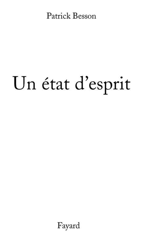 Cover image for book Un état d'esprit