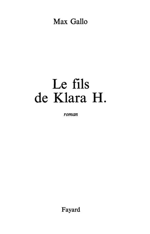 Cover image for book Le Fils de Klara H.