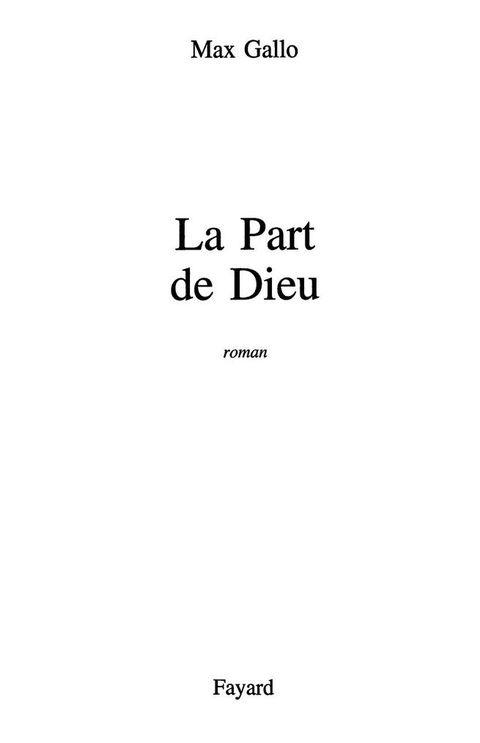 Cover image for book La Part de Dieu