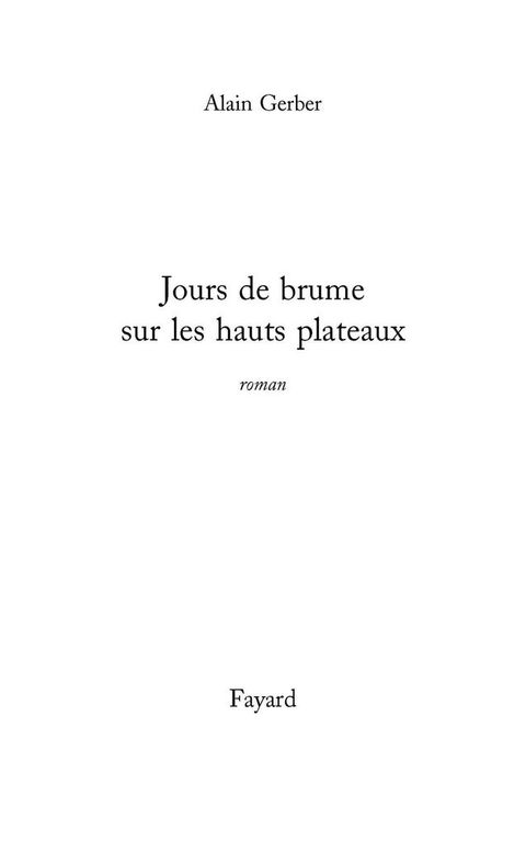 Cover image for book Jours de brume sur les hauts plateaux
