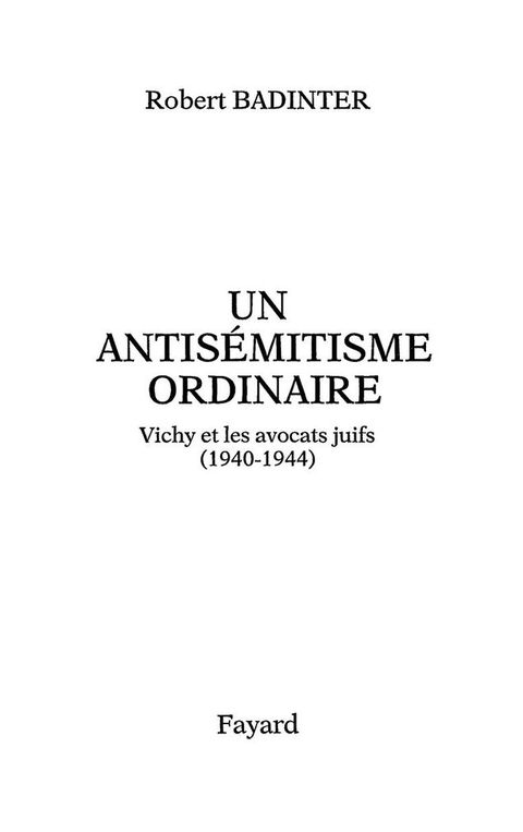 Cover image for book Un antisémitisme ordinaire