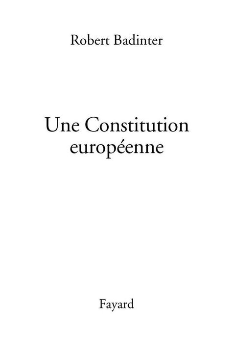 Cover image for book Une Constitution européenne