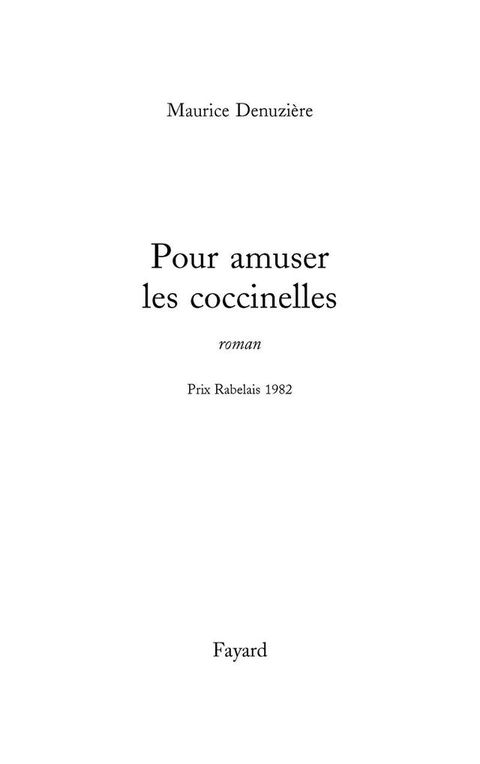 Cover image for book Pour amuser les coccinelles