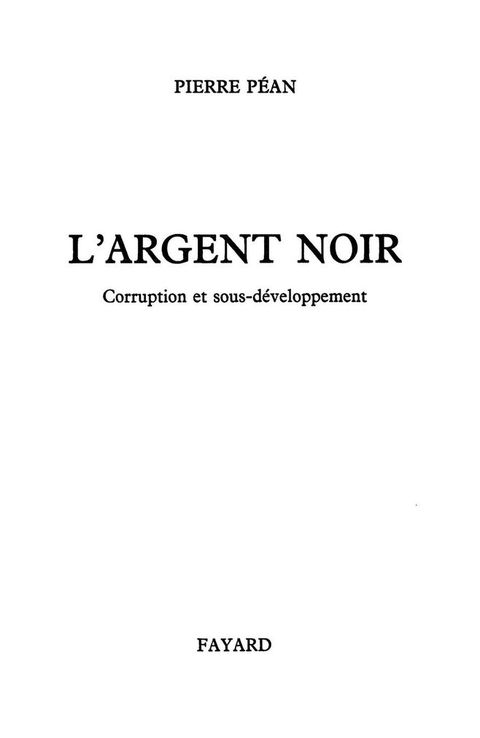 Cover image for book L'Argent noir