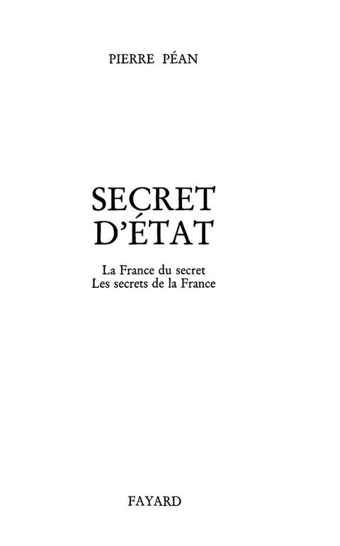 Cover image for book Secret d'Etat