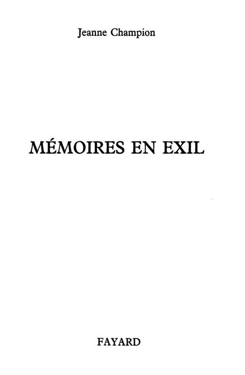 Cover image for book Mémoires en exil