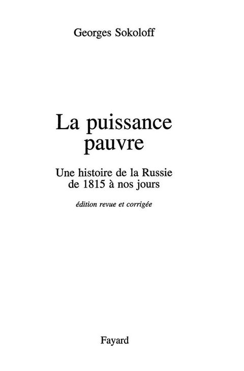 Cover image for book La Puissance pauvre