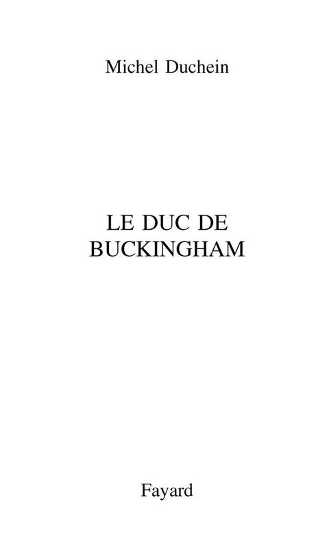 Cover image for book Le Duc de Buckingham