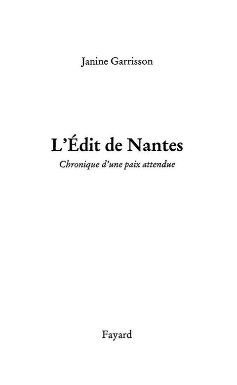 Cover image for book L'Edit de Nantes